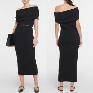 Toteme Wool Alpaca Blend Off-Shoulder Rib Knit Dress NWT